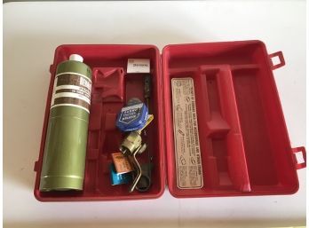 Burns O-Matic Brand Propane Torch And Solder Kit In Original Red Case
