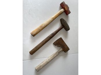 Set Of 3 Blacksmith Hammers And A Hatchet