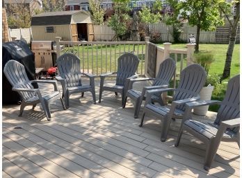 Nice Set Of 6 Stackable Sturdy Lightweight Plastic Adirondack Style Lawn Chairs