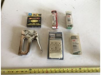 Lot Featuring Staple Gun And Staples With Multi Outlet Plug
