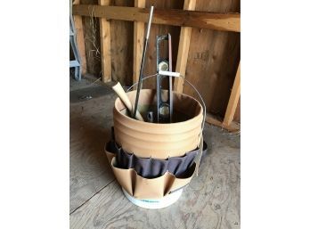 Super Handy Bucket Organizer With Assortment Of Gardening And Household Tools And Bucket