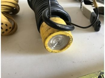 Yellow Hanging Utility Light With Extension Cords