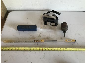 Tools Featuring Long Drillbit, Magnifying Glasses, Unique Vintage Auto Screwdriver, & Impact Driver