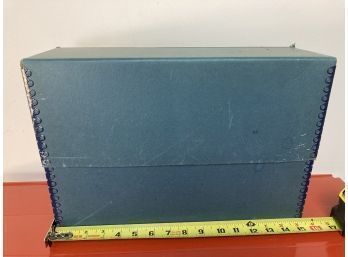 Fiberboard Vintage Slate Blue Lidded File Box