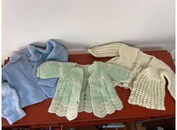 Three Beautiful Vintage Detailed Doll Sweaters (appear To Possibly Be Handmade, See Photos For Condition)
