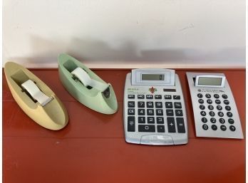 Two Desk Calculators And Two Scotch Tape Dispensers
