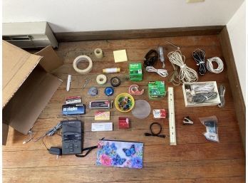 Nice Assortment Of Tapes And Small Tools Featuring A Sony Telephone Answering Machine