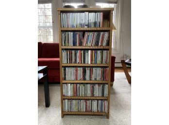 Huge Assortment Of Classical, Orchestral,  And Miscellaneous Collection Of CDs In Tall Wooden Case