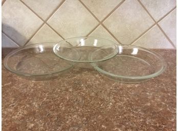 Baking Pans, Wood Rolling Pins, And Set Of 3 Glass Pie Plates