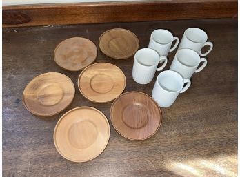 Coronet Japanese Ribbed Espresso Cups With Wooden Saucers