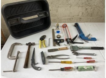 Handyman And Plastic Carrying Case With Great Assortment Of Tools (see Photos For Assortment)