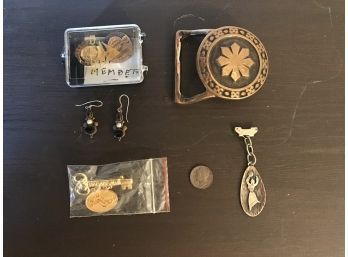 Assortment Of Brass Pins And  Medals