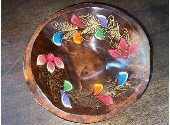 Ornate Colorful Handmade Wooden Bowl