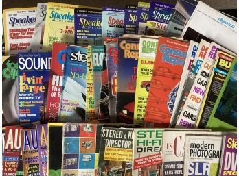 Huge Collection Of Audio, Stereo, And Electronics Related Magazines And Catalogs