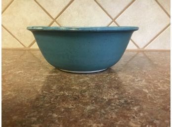 Vintage Matte Blue Ceramic Bowl With