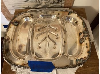 Silver Serving Tray With Beautiful Patina