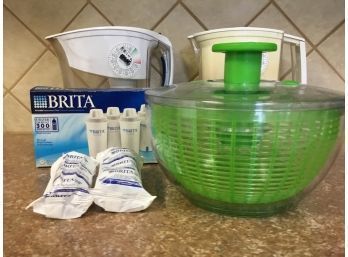 Salad Spinner, 2 Water Pitchers And Replacement Filter