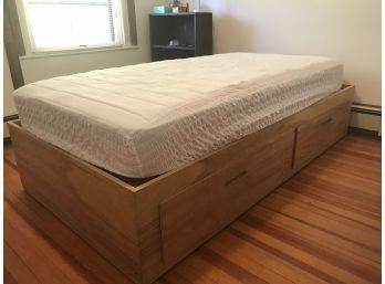 Super Handy Vintage Single Wood Framed Bed With Tons Of Built-in Storage
