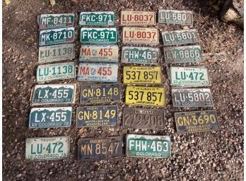 Big Awesome Collection Of Vintage License Plates Including Colorado, Illinois, Michigan And Massachusetts