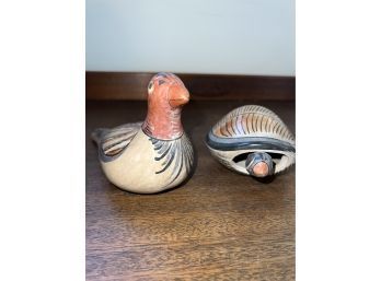 Handpainted Duck And Turtle Sculpture Set