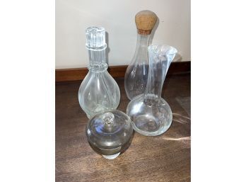 Variety Of Glass Vases And Lidded Dish