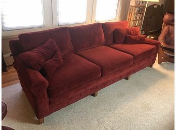 Beautiful Mid Century Modern Sofa With Clean Lines And Chenille Type Upholstery In Great Condition