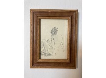 Small Pencil Gesture Drawing Of Seated Nude Women