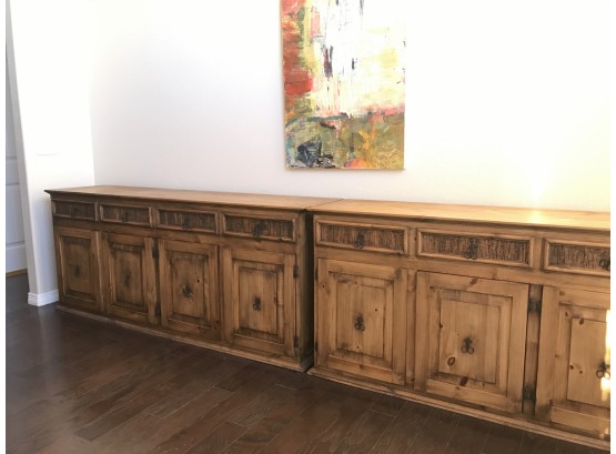 1 Of 2, Left Unit (Sold Individually) Rustic Wood Sideboard/Buffet- Excellent Storage - See Photos