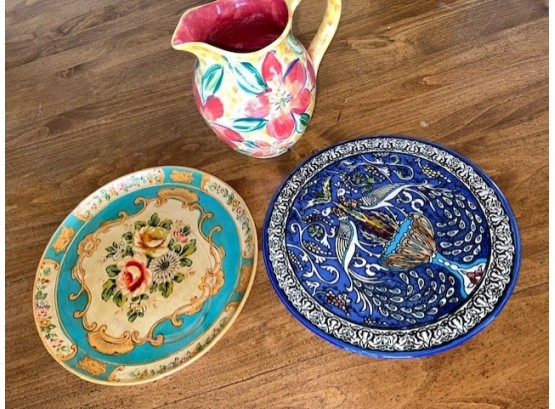 Amazing Handpainted Plates And Pitcher