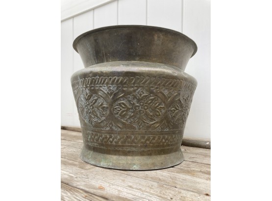 Large Vintage Engraved Copper Or Brass Kettle Pot