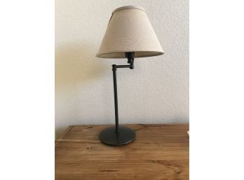 Black Metal Adjustable Arm Table Lamp With Neutral Shade