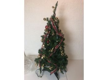 3FT Decorative Christmas Tree With Ribbon And Bulb Sockets