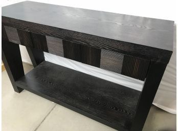 Nice Dark Modern Wooden Table With Three Drawers And A Lower Shelf