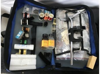 Really Handy Fly Fishing Fly Tying Portable Kit With Tools And Supplies, And A Cloth Fishing Pole Sock