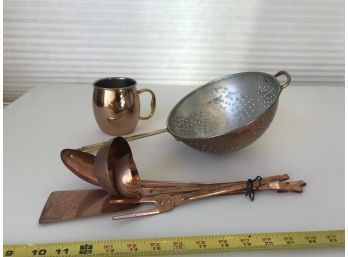 Attractive Collection Of Copper/metal Kitchen Utensils And Mug