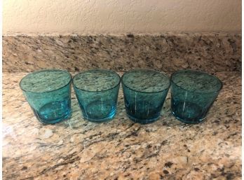 Set Of 4 Cute Blue Glassware