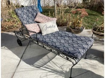 Black Graphic Print Cushion & Metal Lounger With Pillows