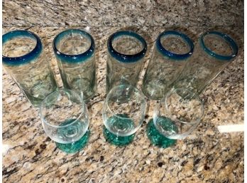 Fun Set Of Blue And Green Glassware