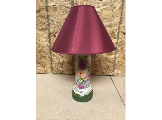 Beautiful Painted Floral Lamp Base With Shade