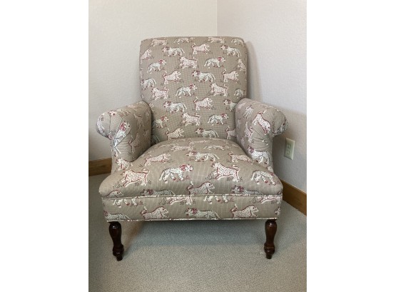 Nice Comfortable Bed Side Upholstered Chair With Stylized Wildlife Design