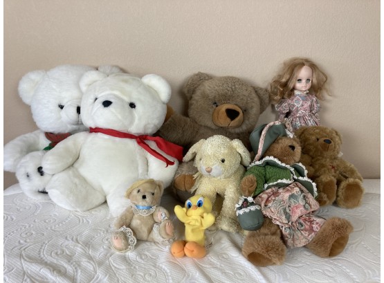 Big Collection Of Teddy Bears And Stuffed Animals With One Doll