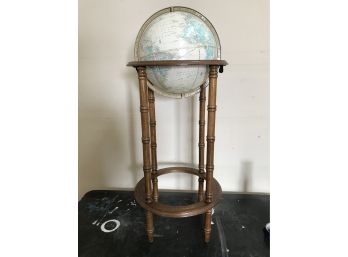 3 Foot Tall Vintage Globe In Wooden Display