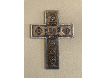 Silver And Bronze Patterned Cross Wall Decoration