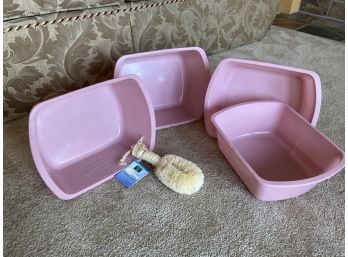 How Do You Brush And Set Of Four Pink Tubs