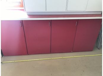 Over 8 Foot Long Red Garage Floor Cabinet With Doors
