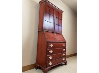 Tall 70 Inch Wooden Bureau Desk With Doors And Drawers