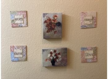 Assortment Of Positive Wall Decor In Flower Paintings