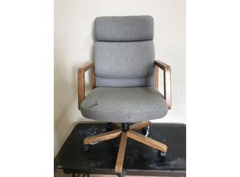 Gray Office Chair With Wooden Arms