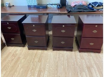 Set Of 4 Wooden Office File Cabinet With Locks And Keys