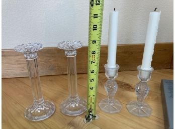 Box Set Of Four Glass Candle Stick Holders